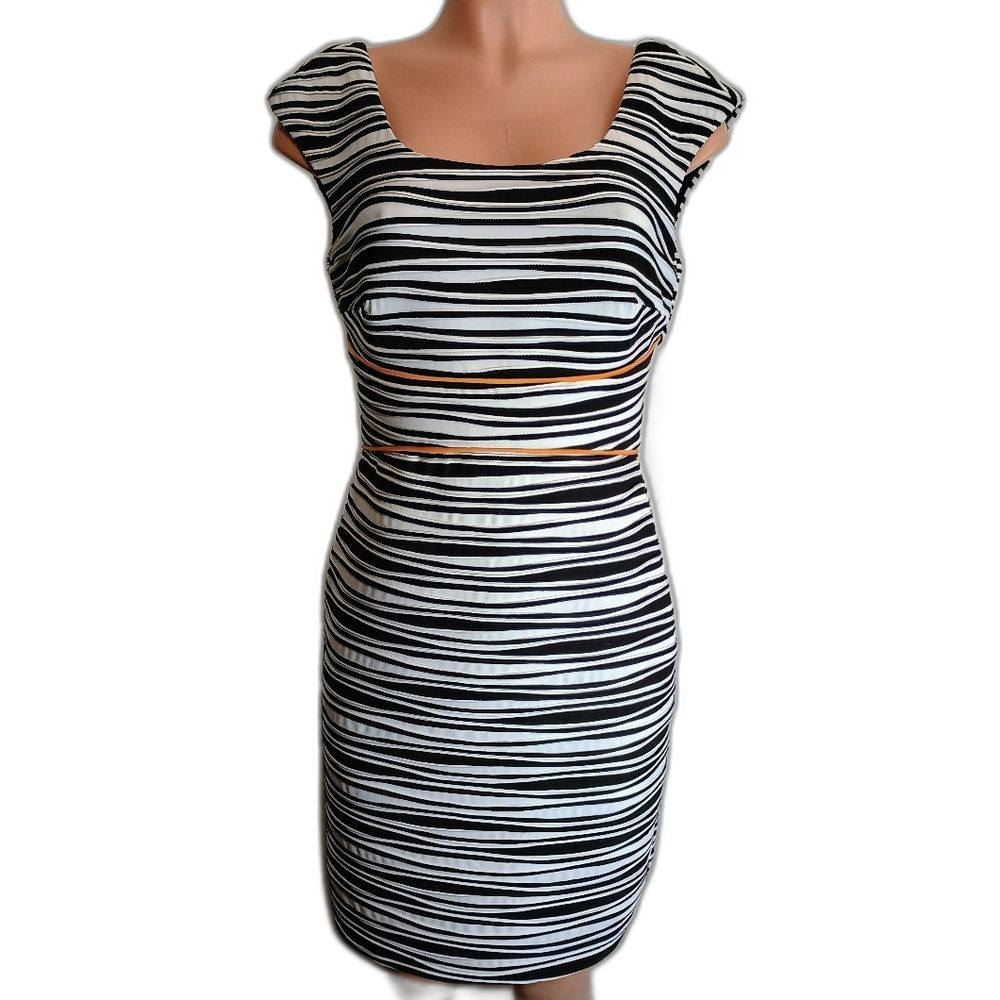 Donna Ricco Black and White Mini Pencil Dress Size 8